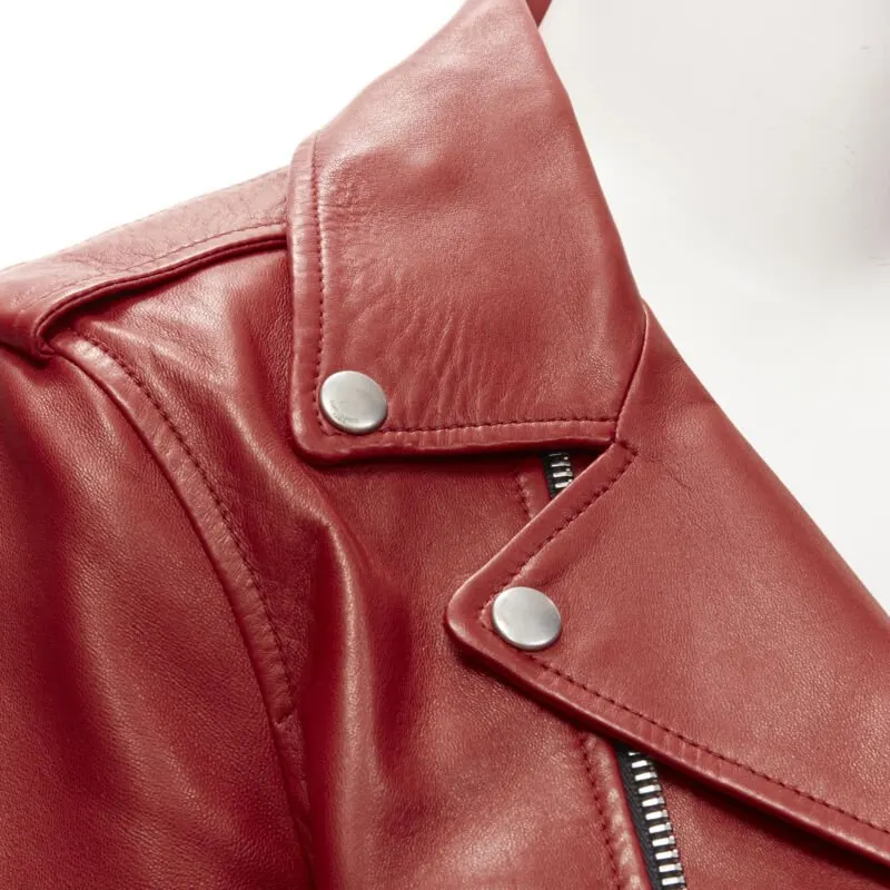 Saint Laurent Red Moto Jacket Red Leather Very good - Back View
