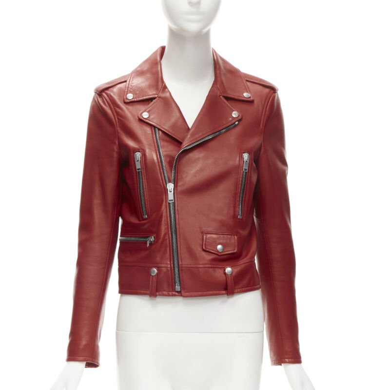Saint Laurent Red Moto Jacket - Image 6