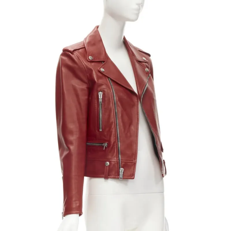 Saint Laurent Red Moto Jacket Red Leather Very good - Model View