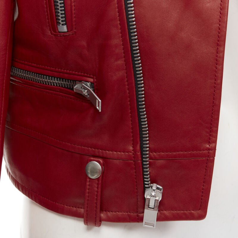 Saint Laurent Red Moto Jacket - Image 10