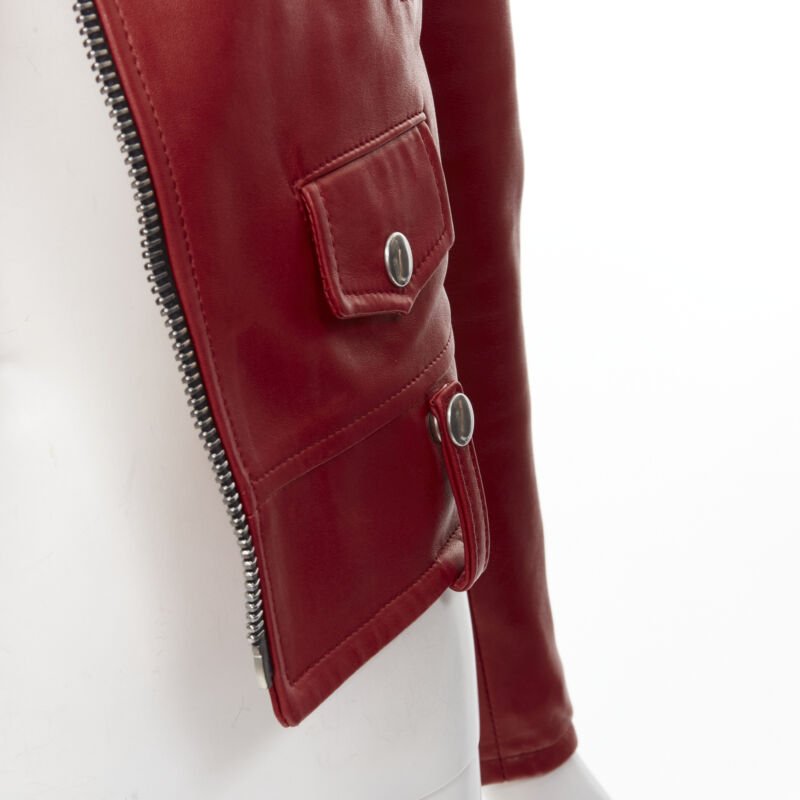 Saint Laurent Red Moto Jacket - Image 11