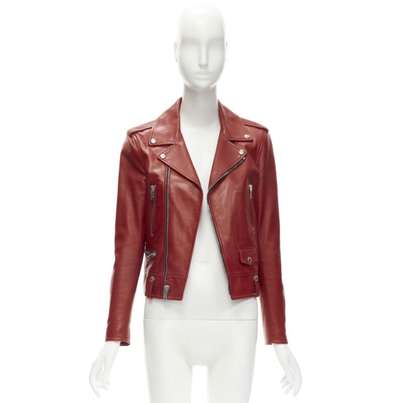 Saint Laurent Red Moto Jacket - Image 13