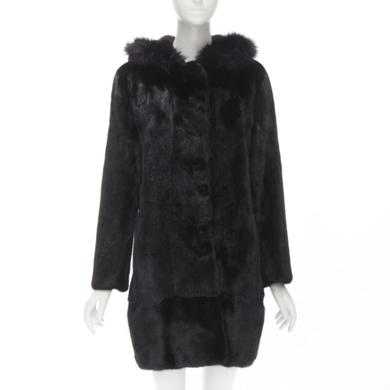 Unsigned / متعددة Black Fur Hooded Coat