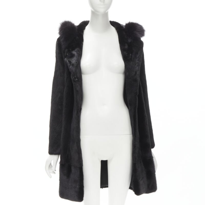 Unsigned / متعددة Black Fur Hooded Coat - Image 6