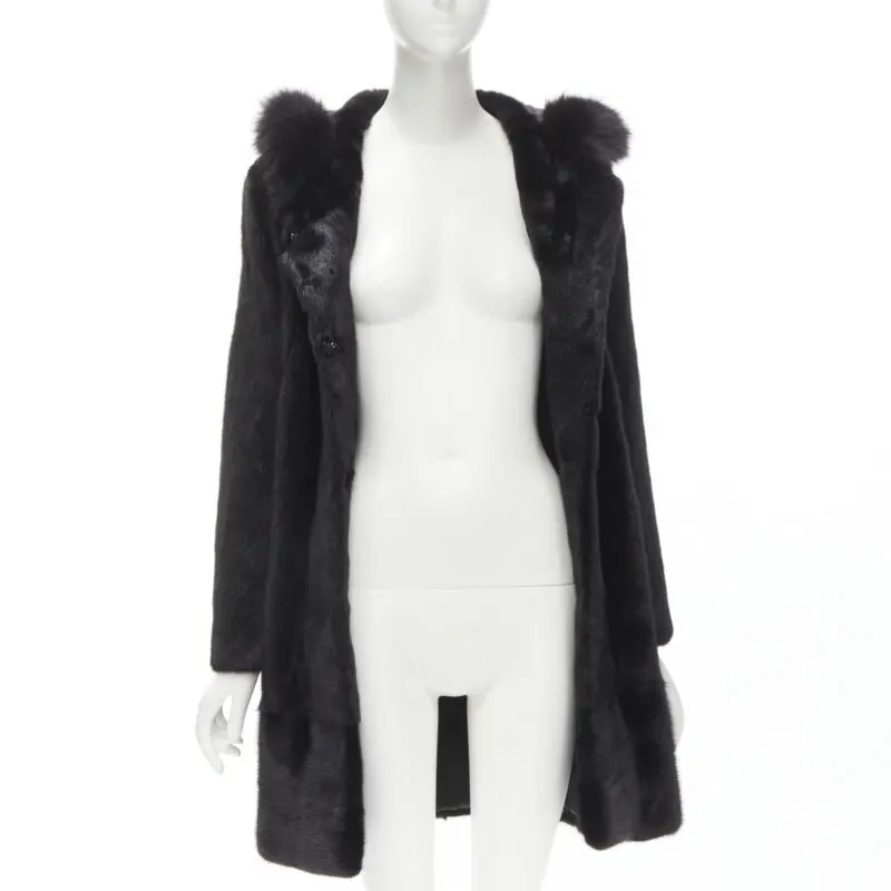 Unsigned Black Fur Hooded Jacket Black Fur Never worn - Inside View