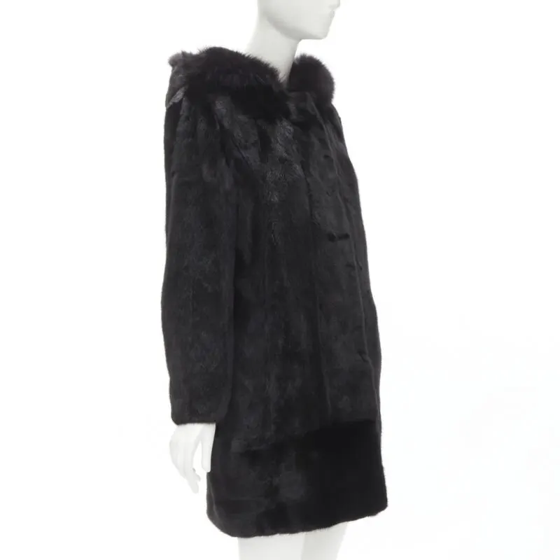 Unsigned Black Fur Hooded Jacket Black Fur Never worn - Model View
