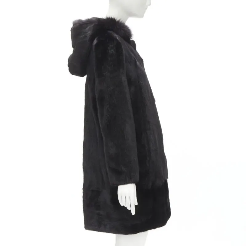 Unsigned Black Fur Hooded Jacket Black Fur Never worn - Box View