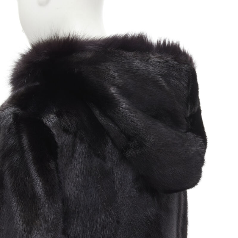 Unsigned / متعددة Black Fur Hooded Coat - Image 11