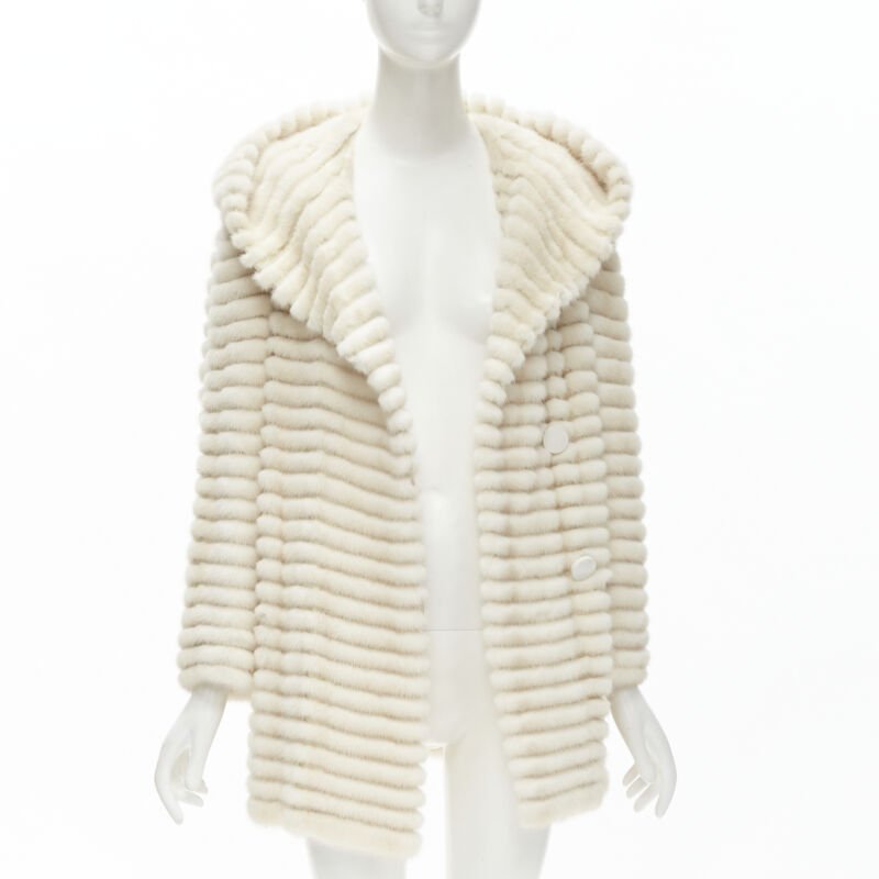 Marco Vanoli Cream Tulle Fur Coat