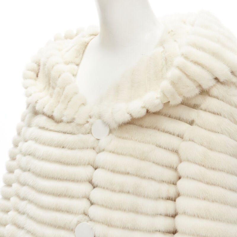 Marco Vanoli Cream Tulle Fur Coat - Back view