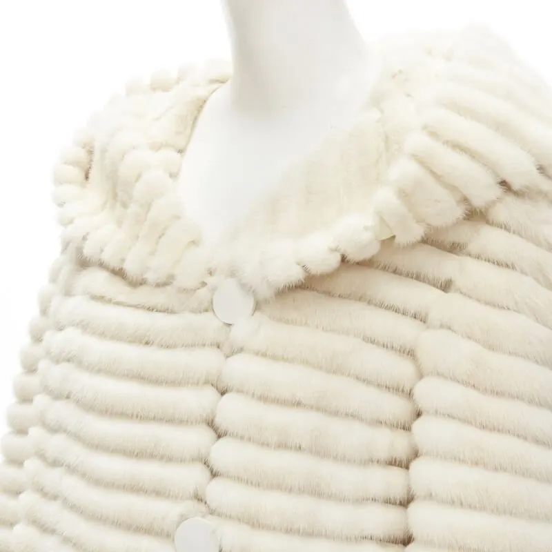 Marco Vanoli Cream Tulle Fur Jacket Beige Fur Never worn - Back View