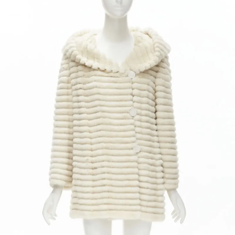 Marco Vanoli Cream Tulle Fur Jacket Beige Fur Never worn - Inside View