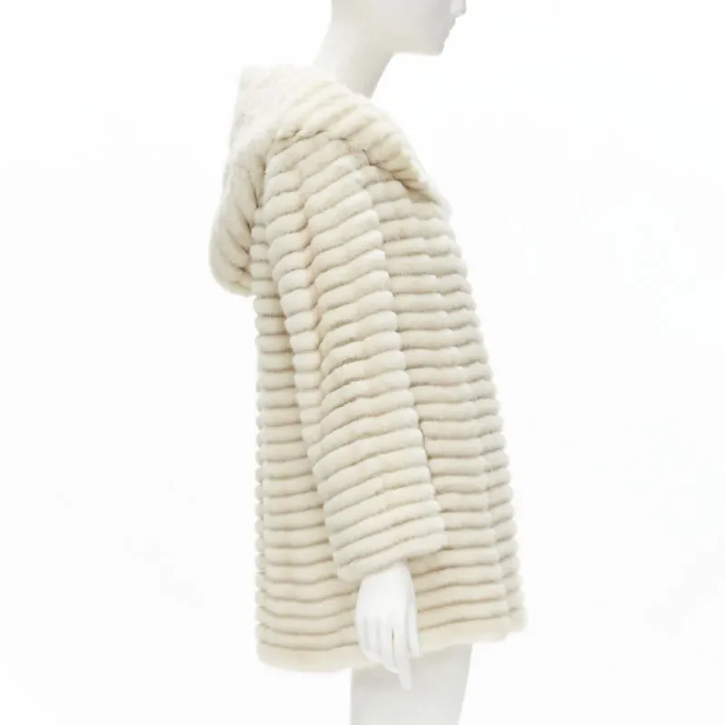 Marco Vanoli Cream Tulle Fur Jacket Beige Fur Never worn - Box View