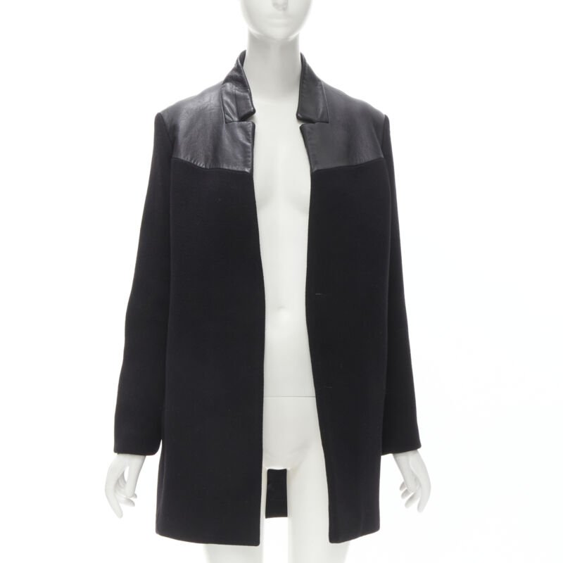 Maje Black Leather Trim Coat - Image 6