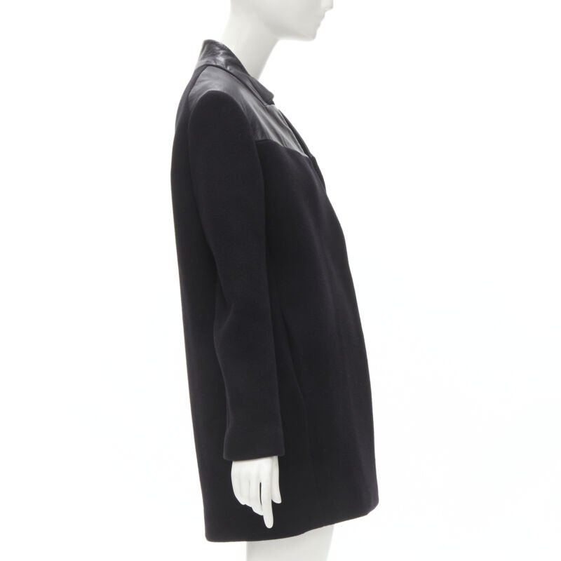 Maje Black Leather Trim Coat - Side view