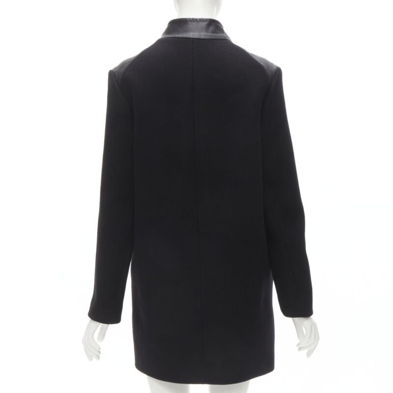 Maje Black Leather Trim Coat - Detail 1