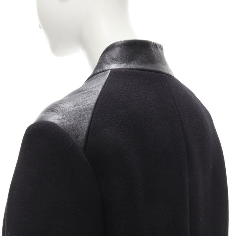 Maje Black Leather Trim Coat - Image 10