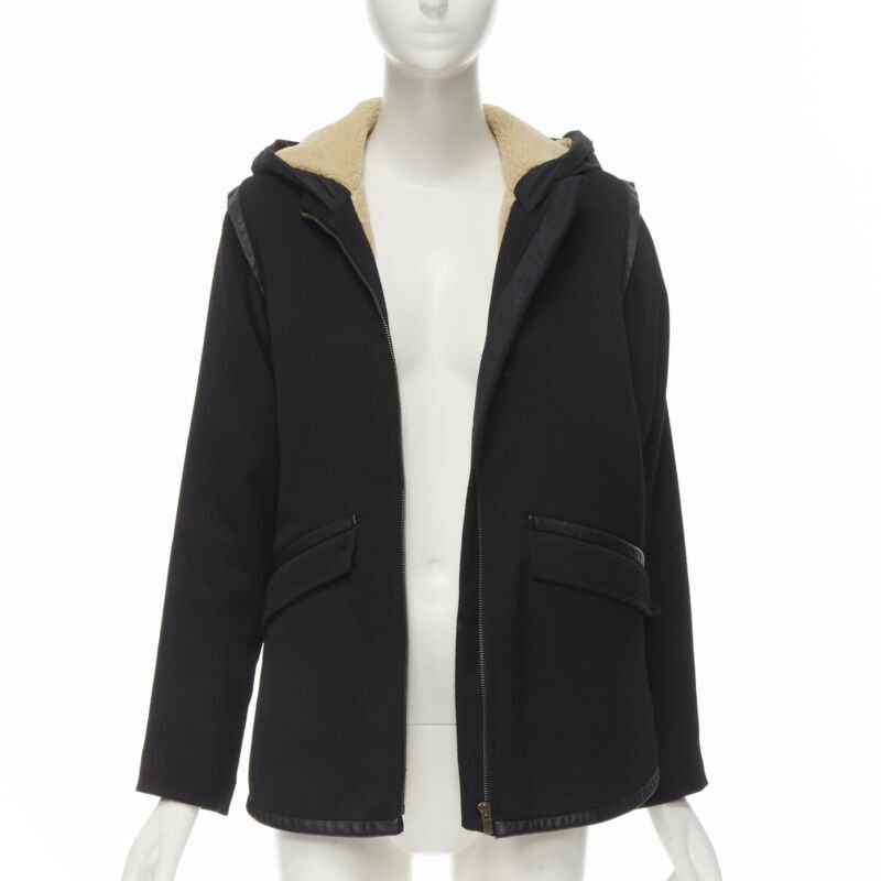 Maje Black Shearling Flared Coat - Image 6