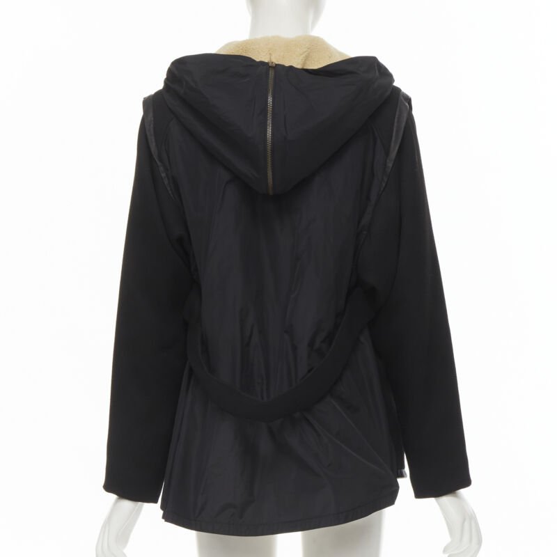 Maje Black Shearling Flared Coat - Detail 1