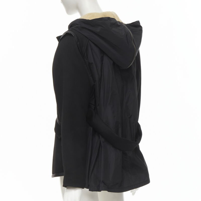 Maje Black Shearling Flared Coat - Detail 2