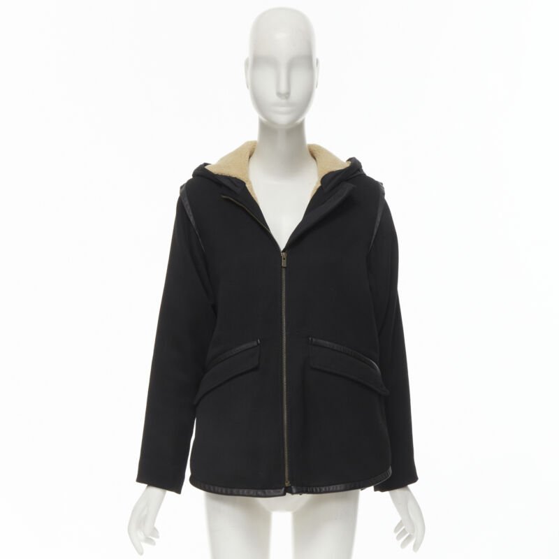 Maje Black Shearling Flared Coat - Image 13