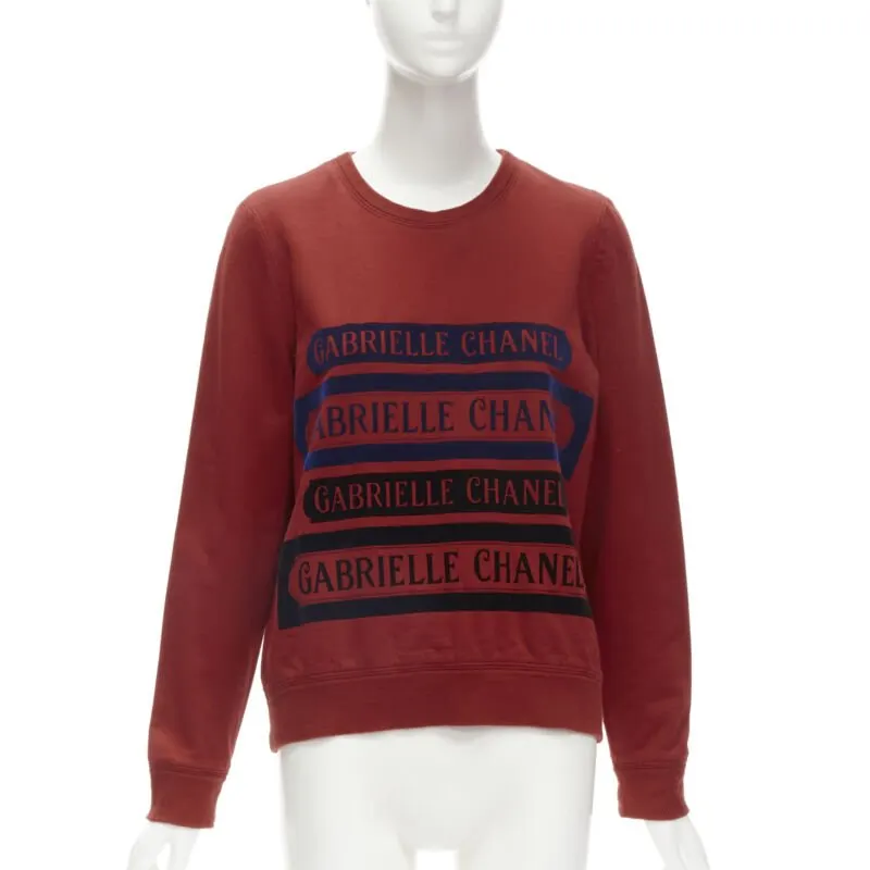 Chanel Velvet Print Sweatshirt Red Cotton Never worn - Front View