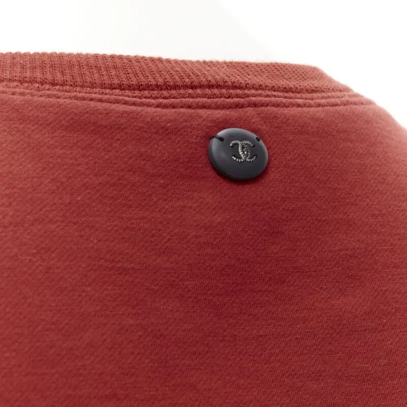 Chanel Velvet Print Sweatshirt Red Cotton Never worn - Back View