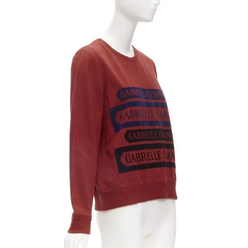 Chanel Velvet Print Sweatshirt Red Cotton Never worn - Inside View
