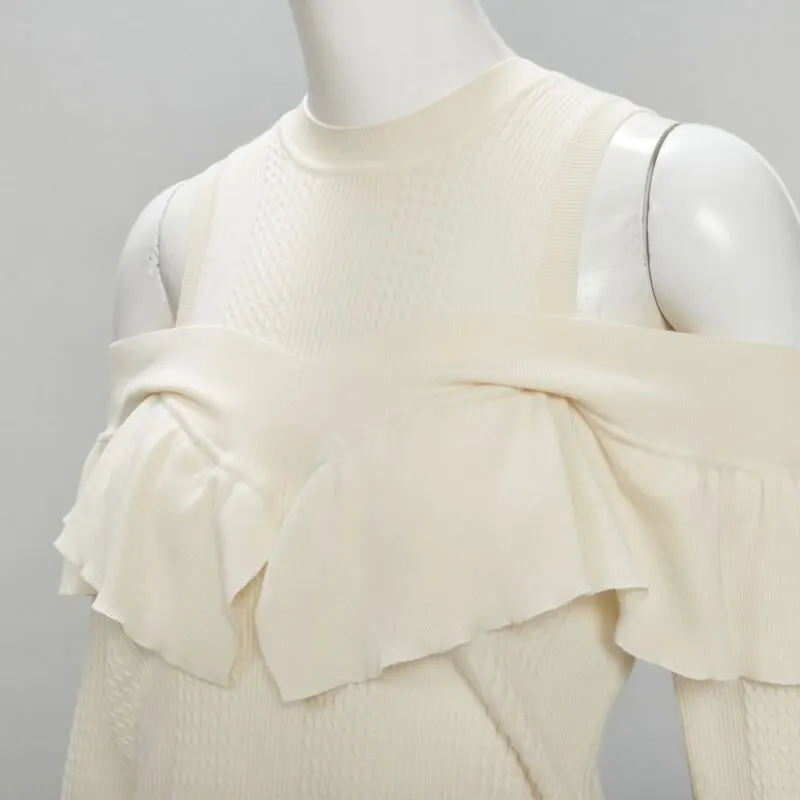 Fendi Cold Shoulder Sweater Beige Wool Never worn - Back View