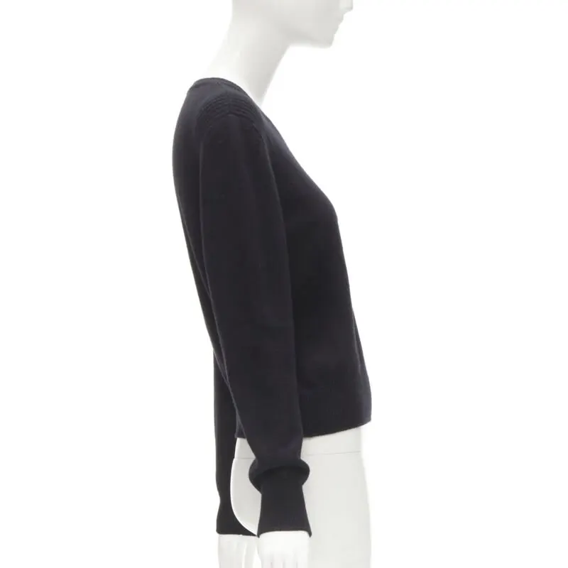 Chanel Embellished Badge Sweater Black Cashmere Never worn - Model View