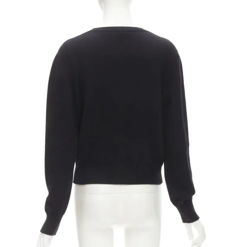 Chanel Embellished Badge Sweater Black Cashmere Never worn - Box View