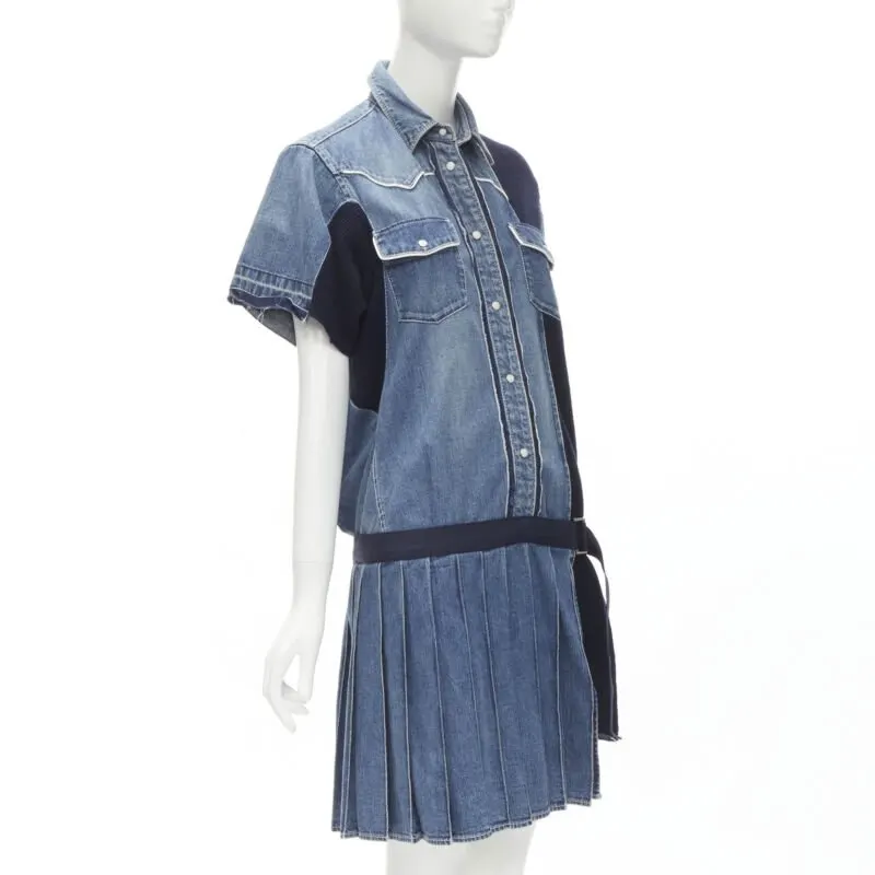 Sacai Denim Skirt Dress Blue Never worn - Inside View