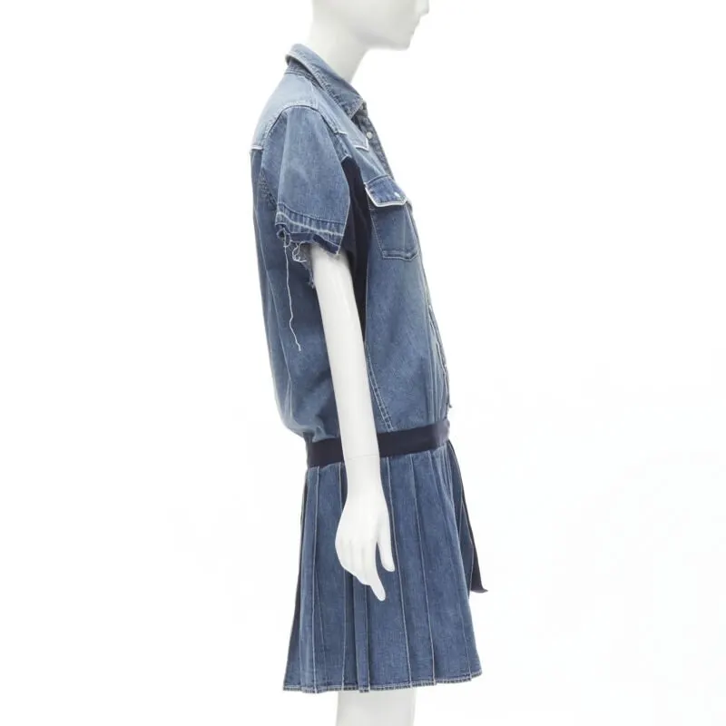 Sacai Denim Skirt Dress Blue Never worn - Model View