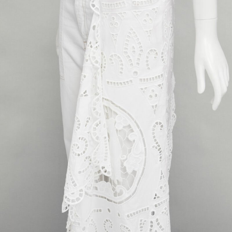 Monse White Draped Straight Jeans - Back view