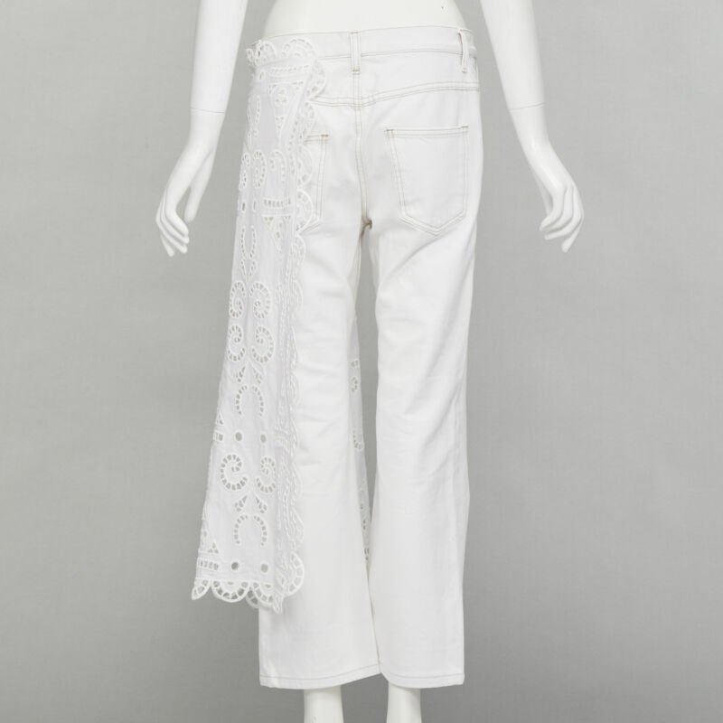 Monse White Draped Straight Jeans - Side view