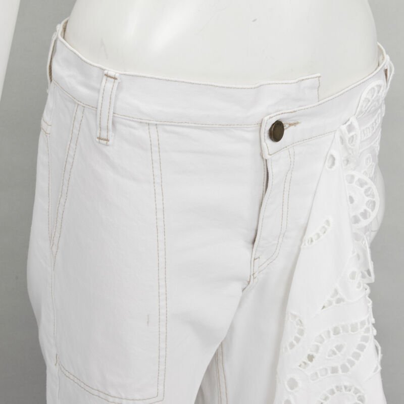 Monse White Draped Straight Jeans - Detail 2