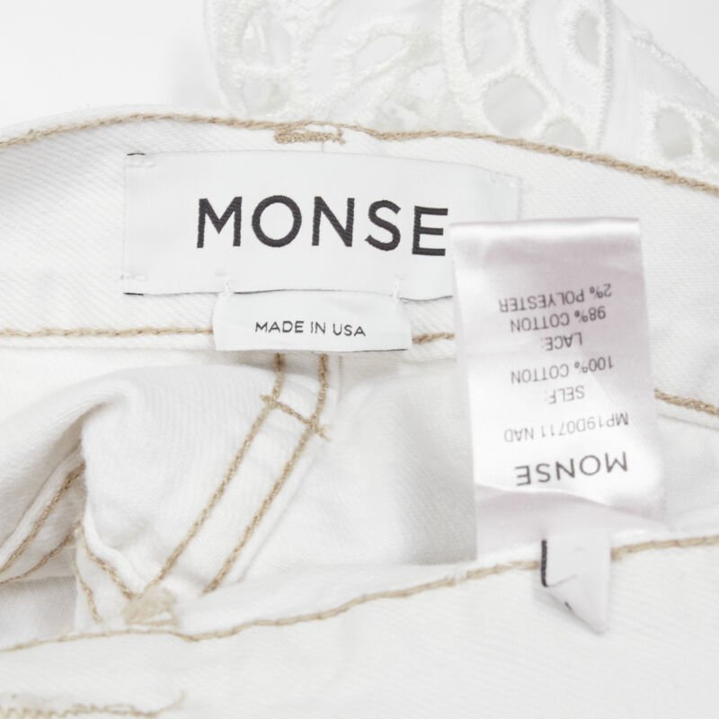 Monse White Draped Straight Jeans - Image 11
