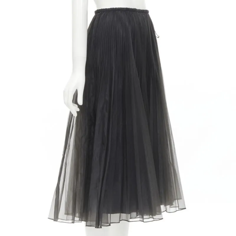 Fendi Drawstring Flared Skirt Black Polyester Never worn - Inside View