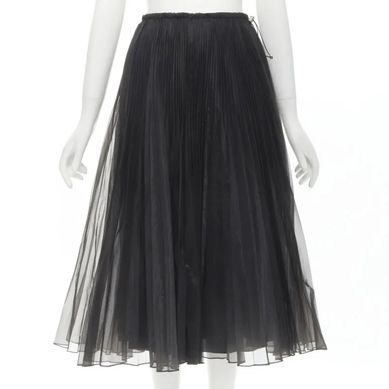 Fendi Drawstring Flared Skirt Black Polyester Never worn - Box View