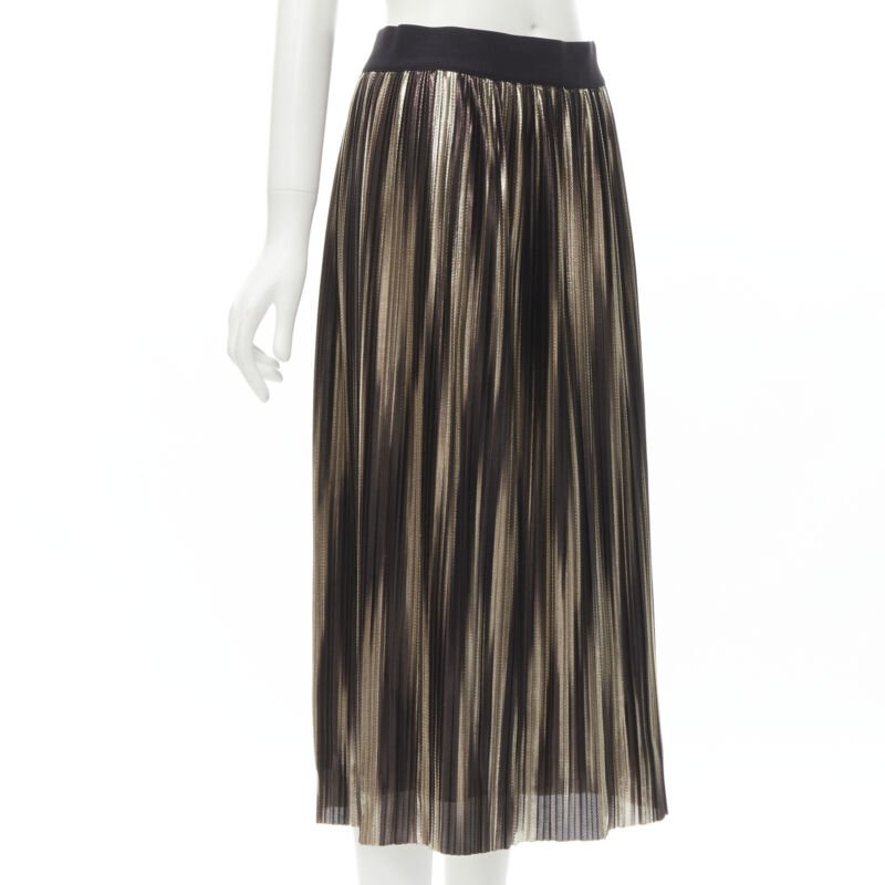 Alice & Olivia Gold Plisse Skirt - Image 6
