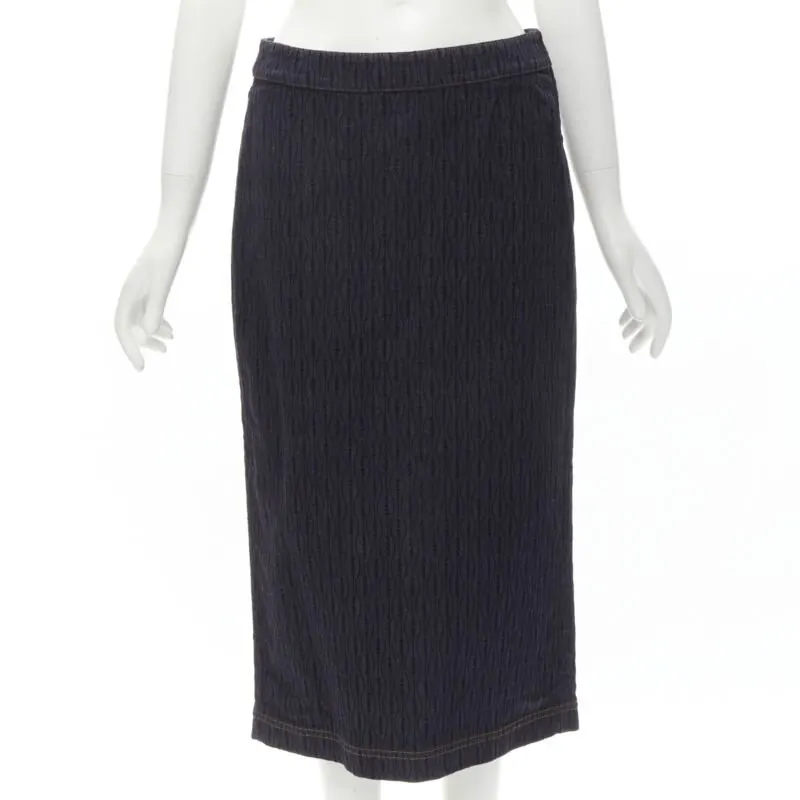 Fendi Flocked Denim Skirt Blue Cotton Never worn - Front View