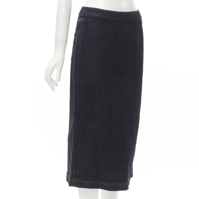Fendi Flocked Denim Skirt Blue Cotton Never worn - Inside View