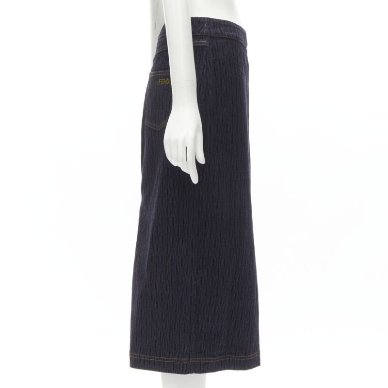 Fendi Flocked Denim Skirt - 4