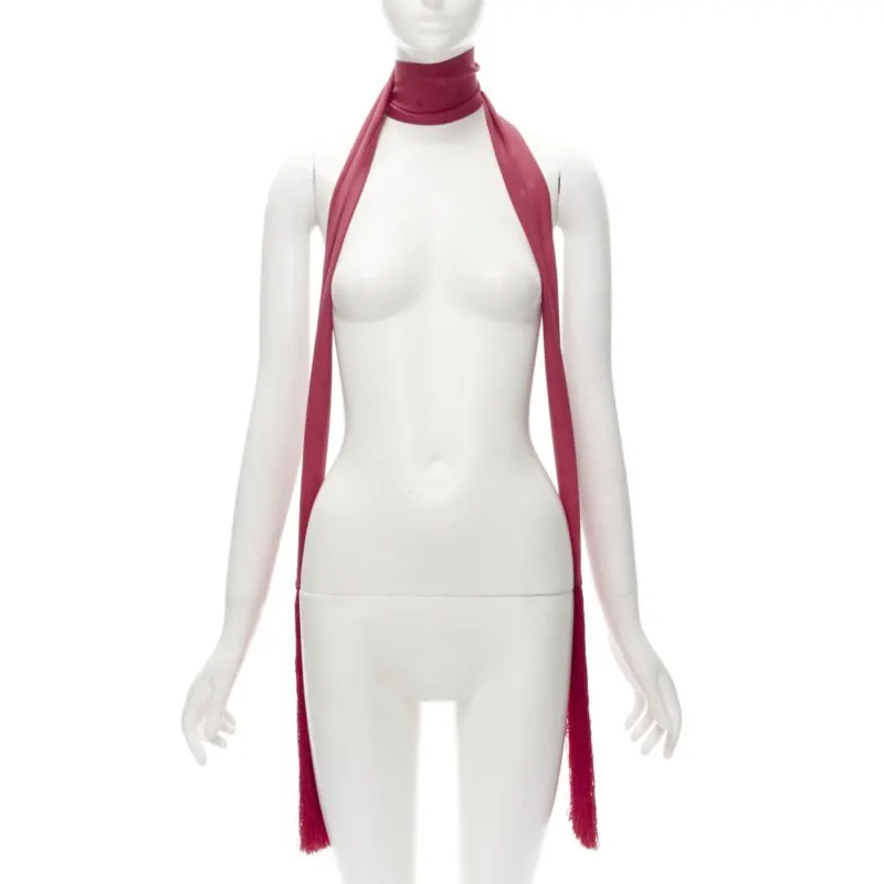 Fendi Monogram Jacquard Scarf Red Silk Never worn - Front View