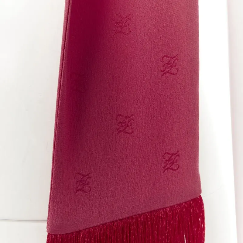 Fendi Monogram Jacquard Scarf Red Silk Never worn - Back View