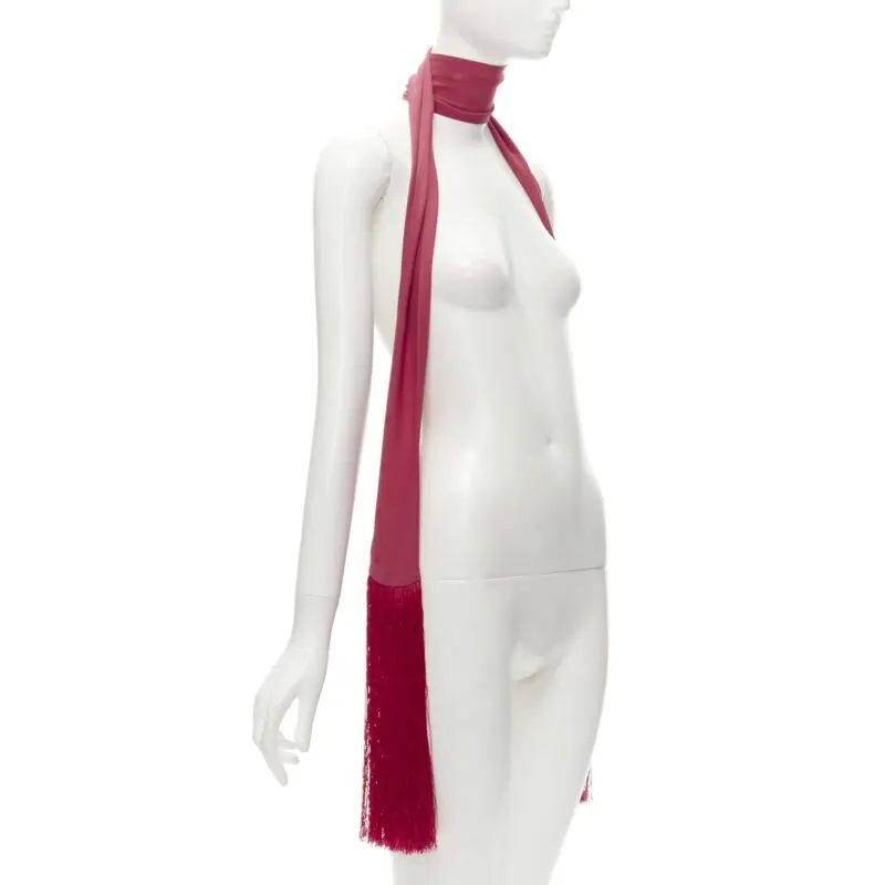Fendi Monogram Jacquard Scarf Red Silk Never worn - Inside View