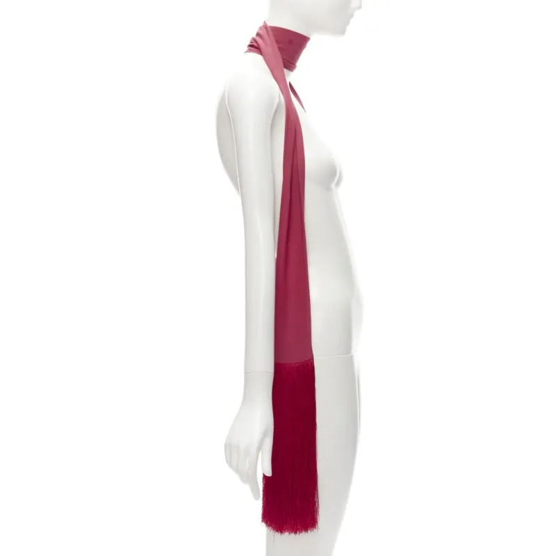 Fendi Monogram Jacquard Scarf Red Silk Never worn - Model View