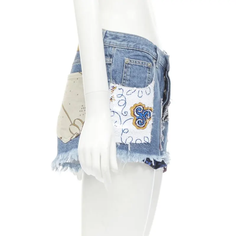 Loewe Sequins Denim Shorts Blue Never worn - Model View