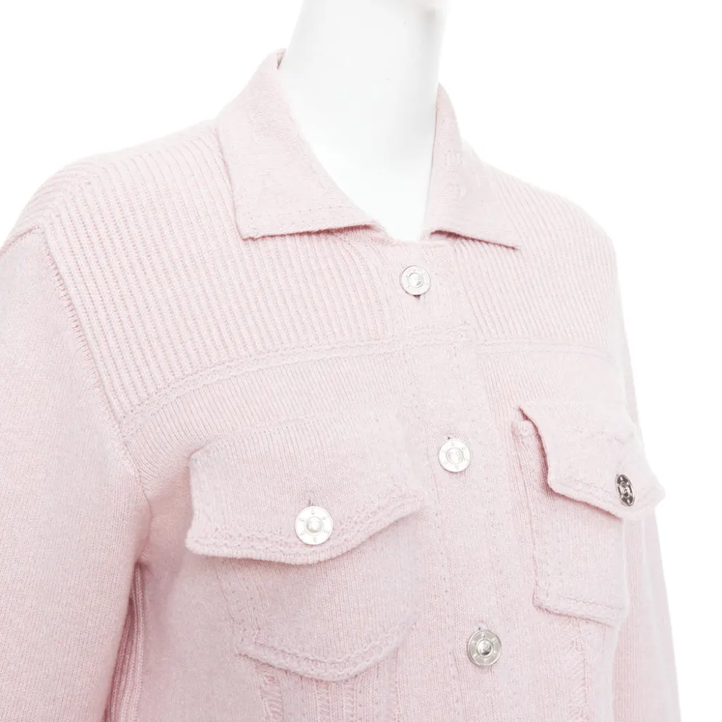 Barrie Topstitched Cardigan Pink Cashmere Very good - Back View