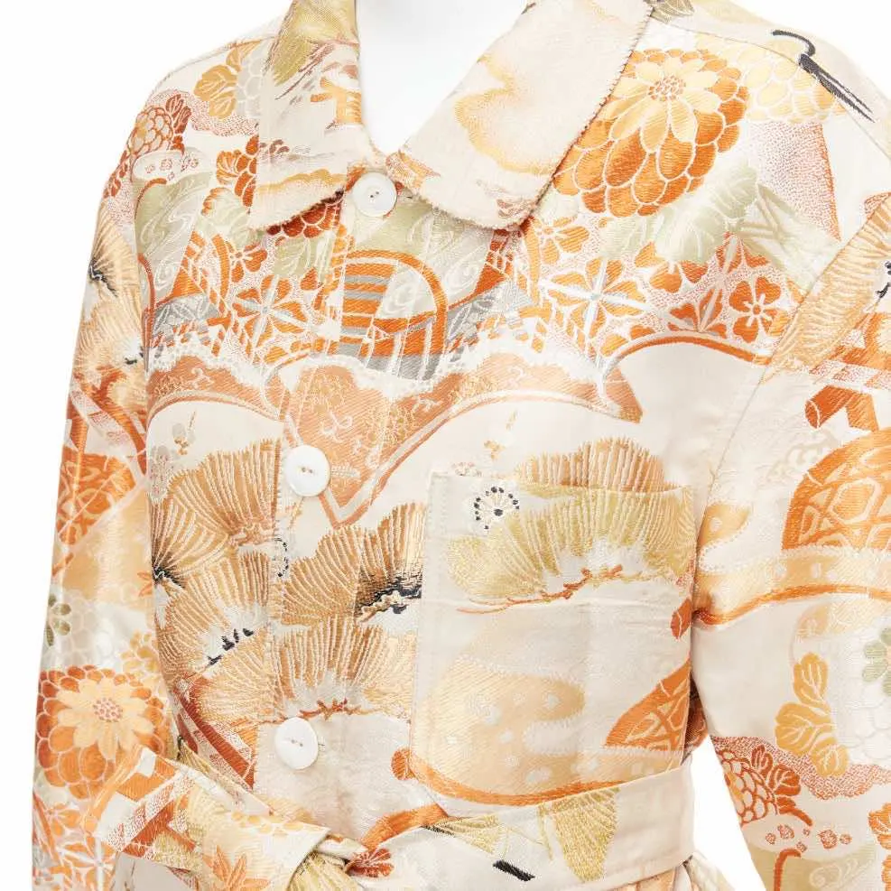Unsigned Orange Crane Jacquard Coat Orange Very good - Back View